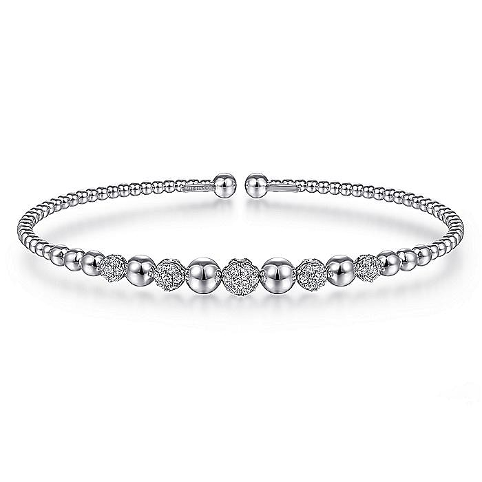 Five Diamond Cluster Bujukan Bangle in White Gold by Gabriel & Co.