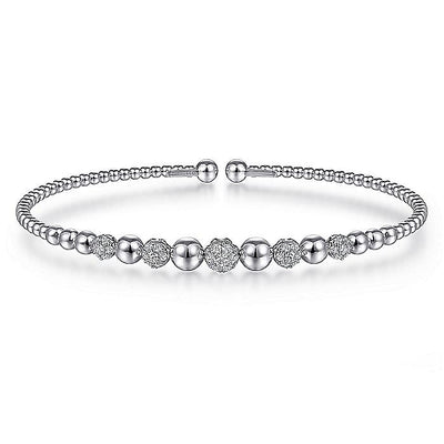 Five Diamond Cluster Bujukan Bangle in White Gold by Gabriel & Co.