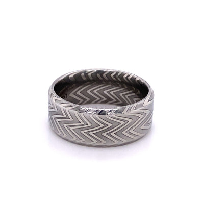 Lashbrook Damascus Steel Wedding Band D9BZEBRA