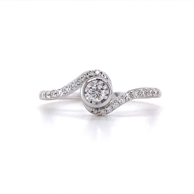 Allison Kaufman Co. 14 Karat White Gold with Side Stones Round Shape Diamond Engagement Ring D5855