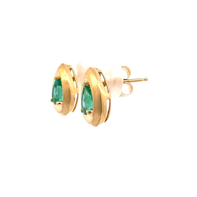 ESTATE Emerald Studs in Yellow Gold