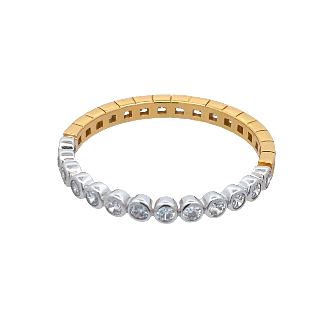 CZ Bezel Ring in Silver and Yellow Gold Plating by Ania Haie in Sz 8