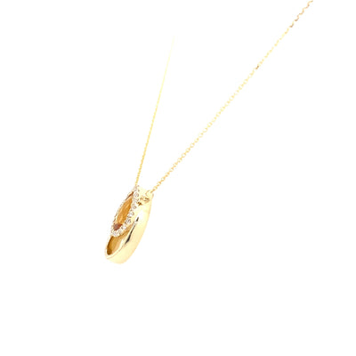 Citrine andn Diamond Pendant in Yellow Gold