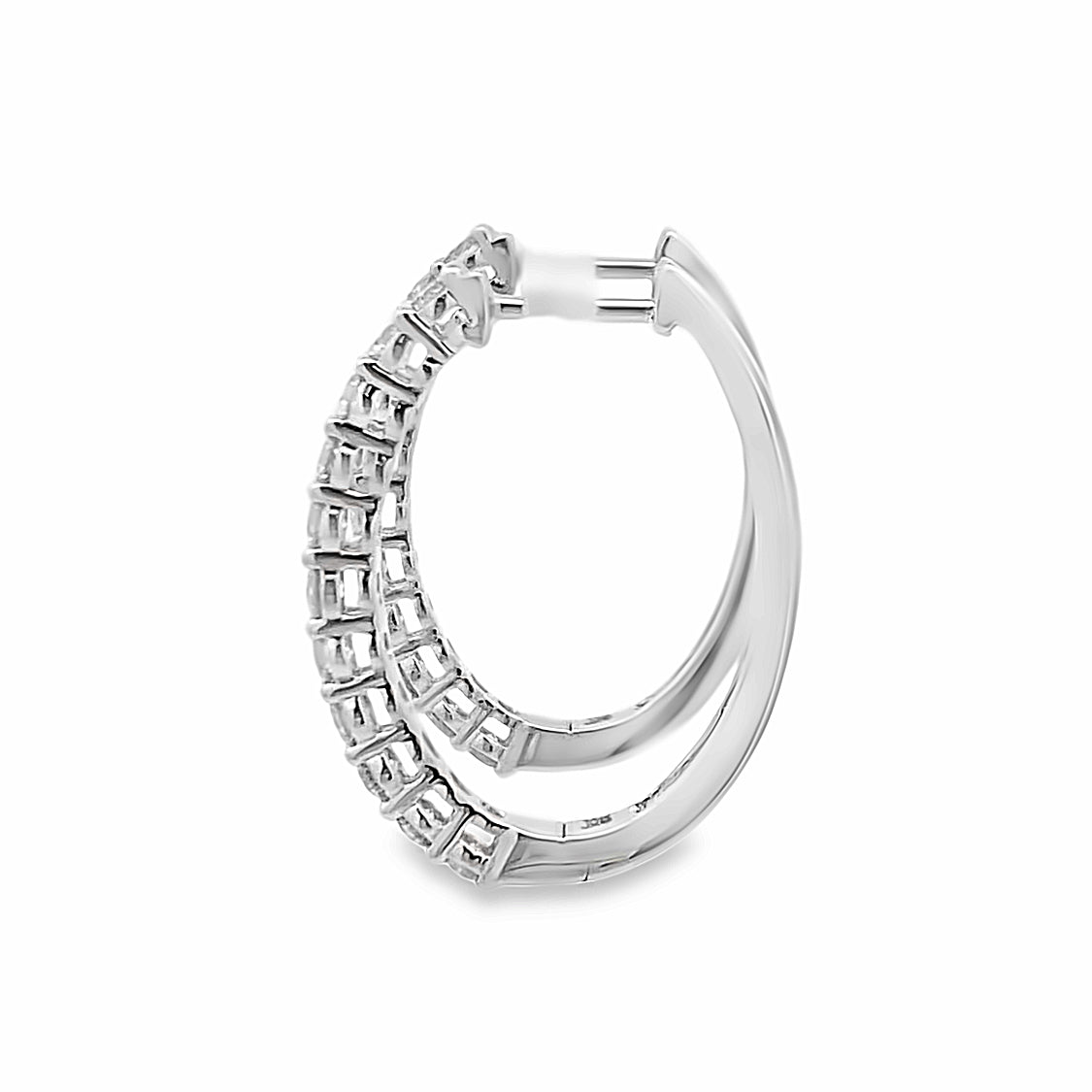 1 CTW Diamond Hoop Earrings in White Gold