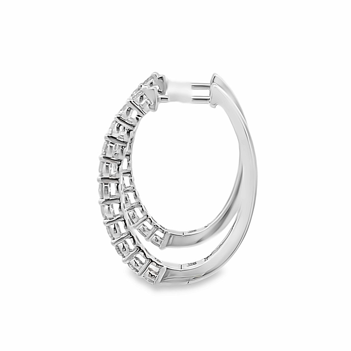 14 Karat White Gold 1 CTW Diamond Hoop Earrings JX5051-B14W