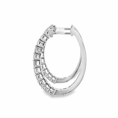 1 CTW Diamond Hoop Earrings in White Gold