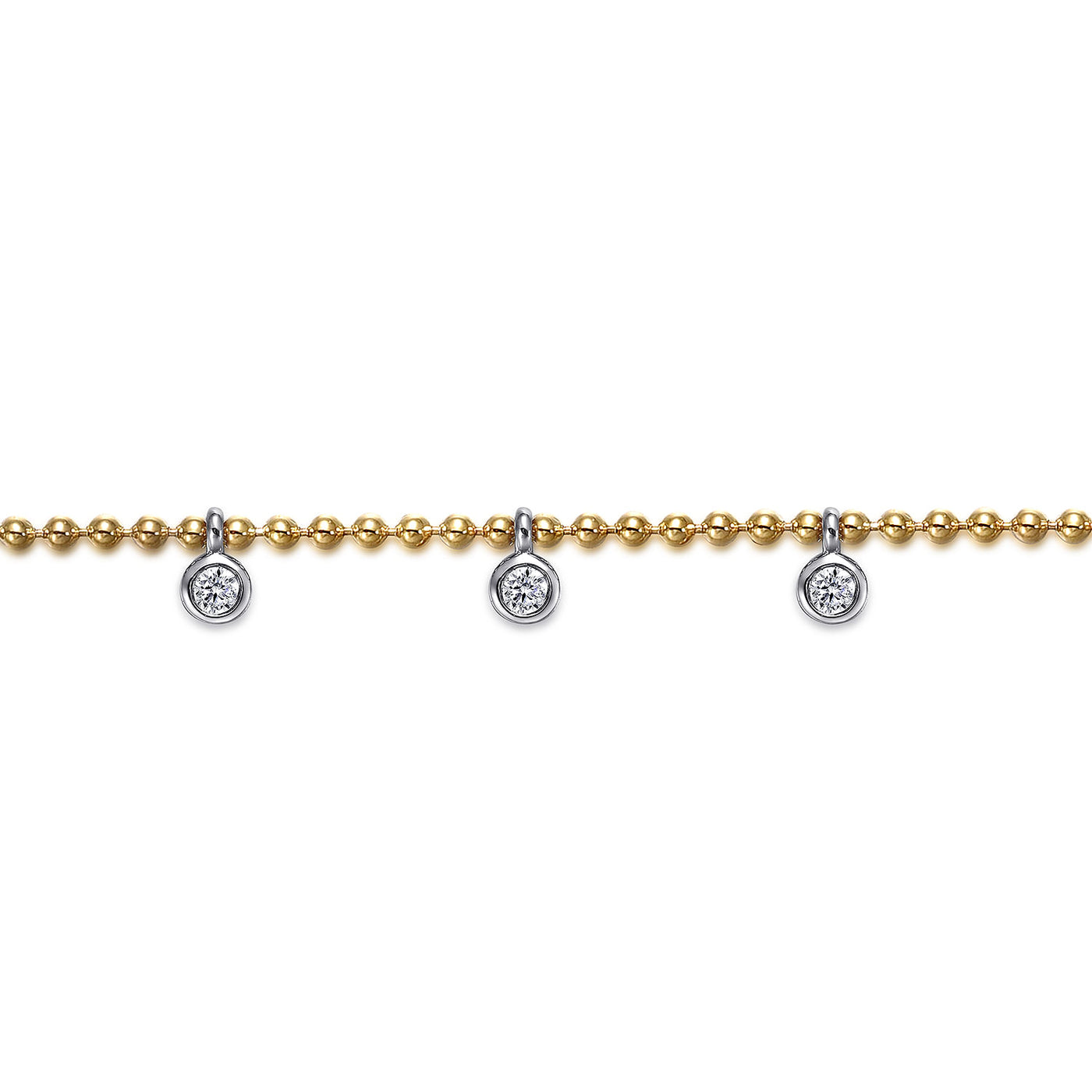 Beaded White Sapphire Station Bracelet in Yellow Gold by Gabriel & Co.