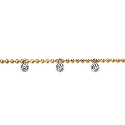 Beaded White Sapphire Station Bracelet in Yellow Gold by Gabriel & Co.