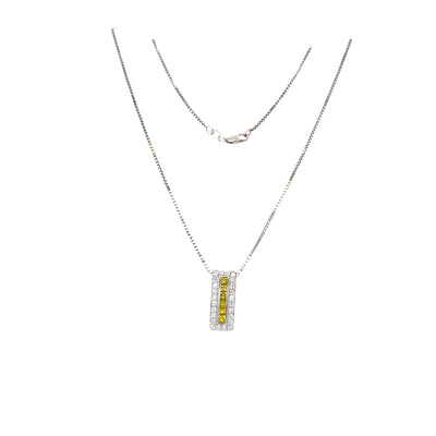 ESTATE Yellow and White Diamond Pendant in White Gold
