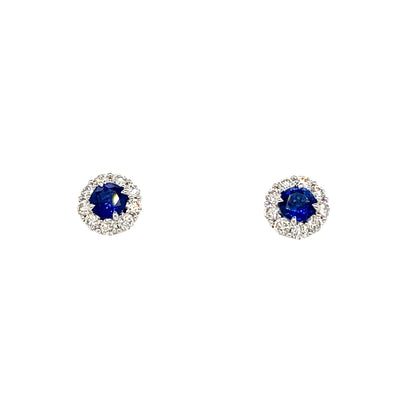 Blue Sapphire and Diamond Studs in White Gold by Simon G