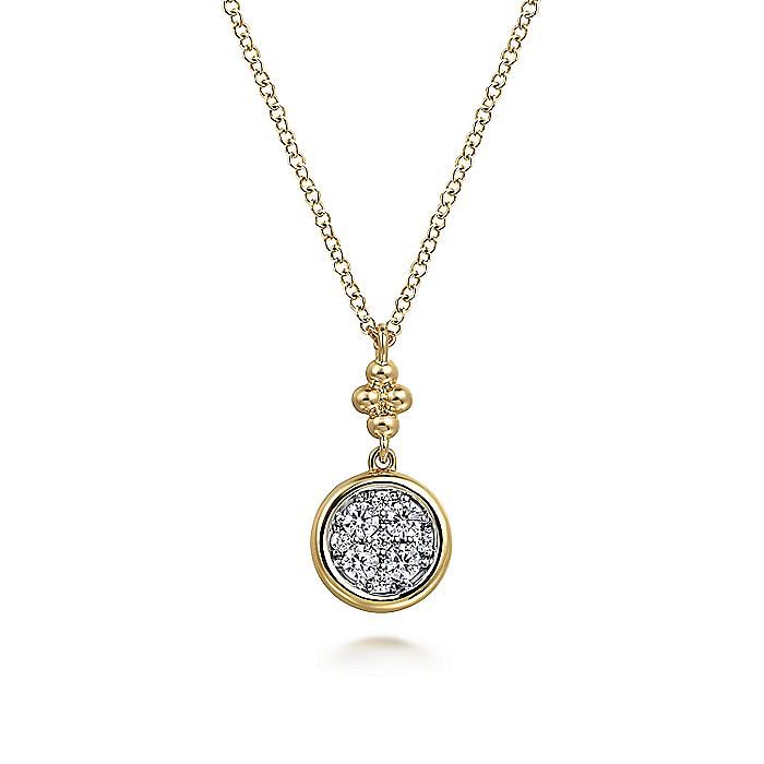 Diamond Cluster Pendant in ATwo-Tone Gold by Gabriel & Co.