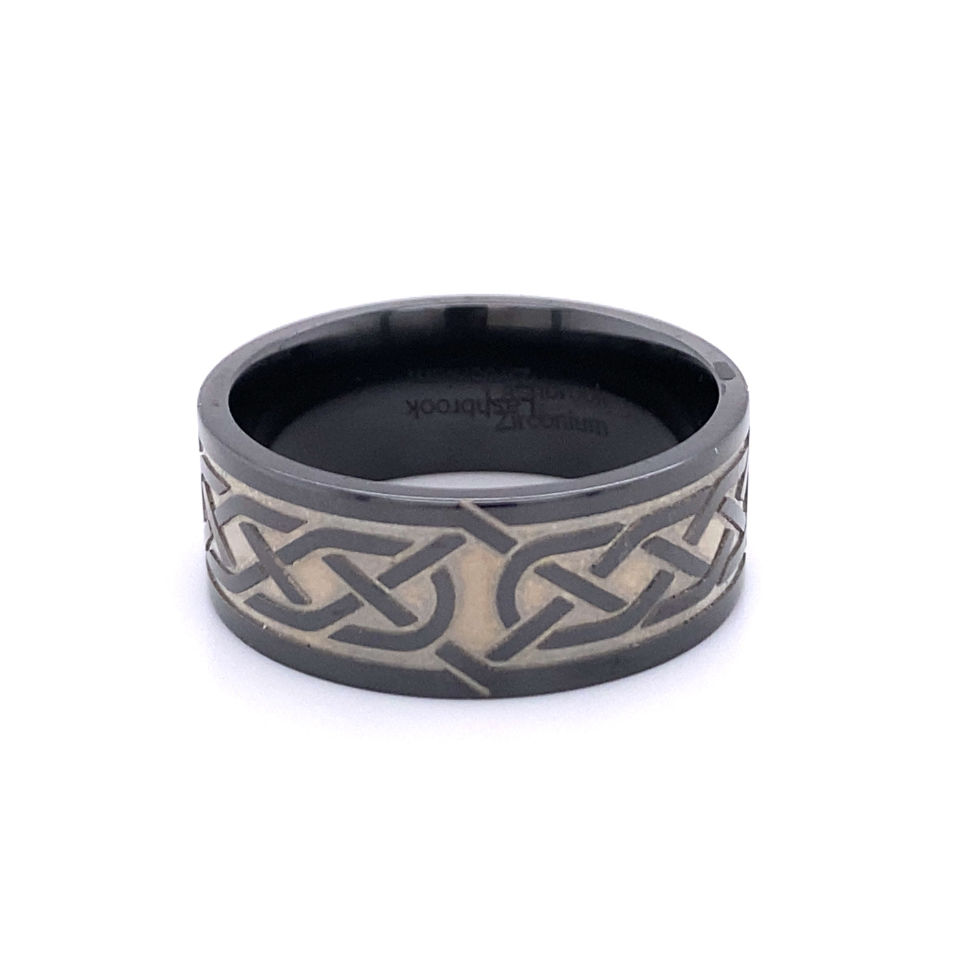 Celtic Design Wedding Band in Black Zirconium