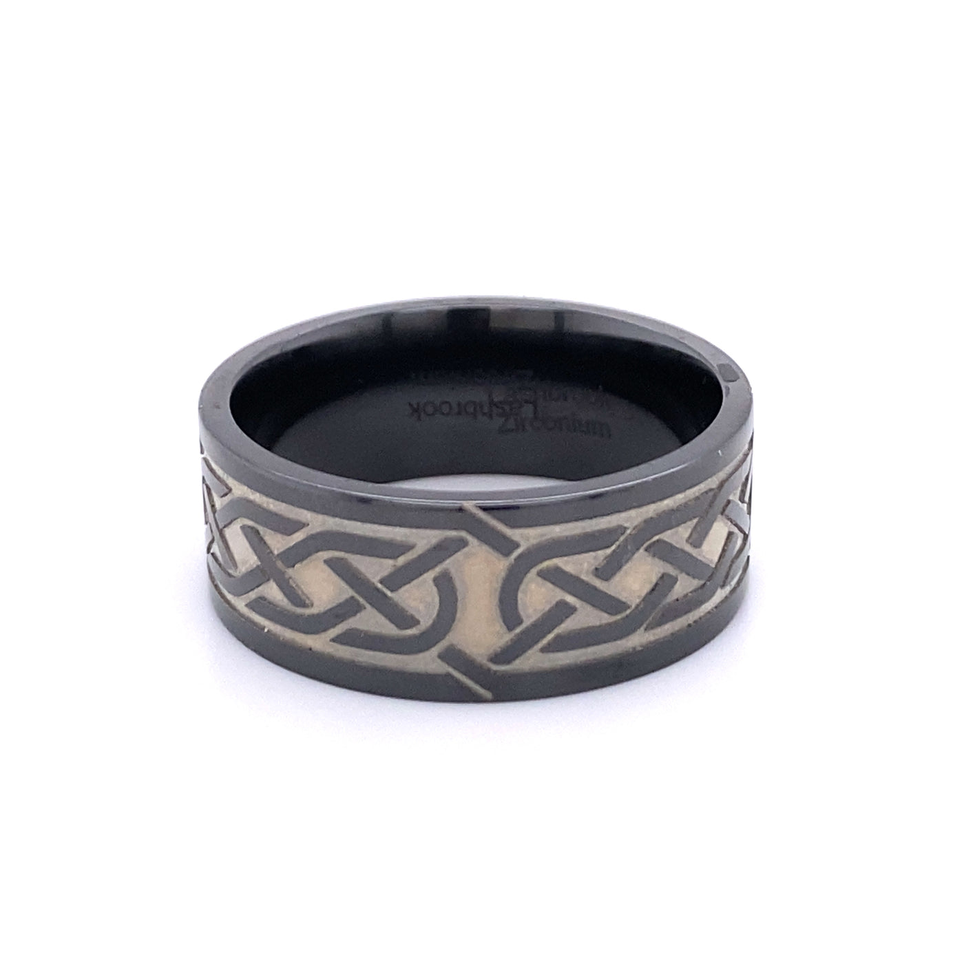 Lashbrook Black Zirconium Fancy 9mm Wedding Band Z9FCELTIC5