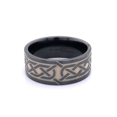 Celtic Design Wedding Band in Black Zirconium