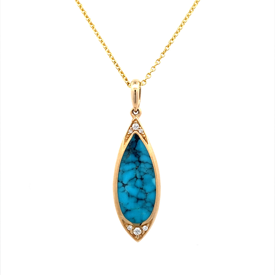 Kabana 14 Karat Turquoise and Diamond Gemstone Pendants GPIF163TKS-CH