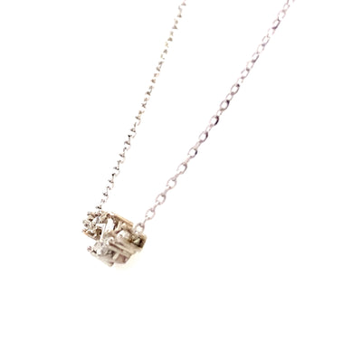 Baguette and Round Diamond Scatter Necklace in White Gold by B&C