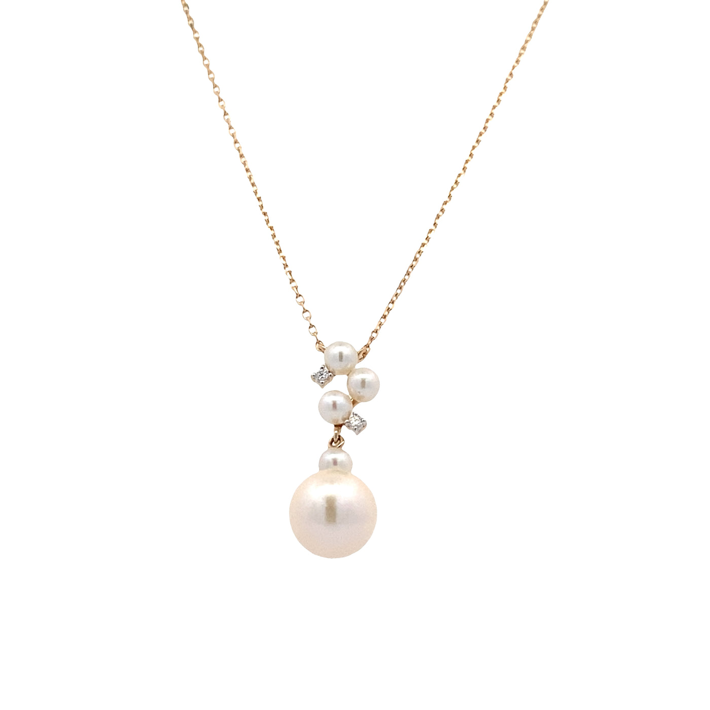 Cluster Pearl Necklace in Yellow Gold by Imperial Pearl