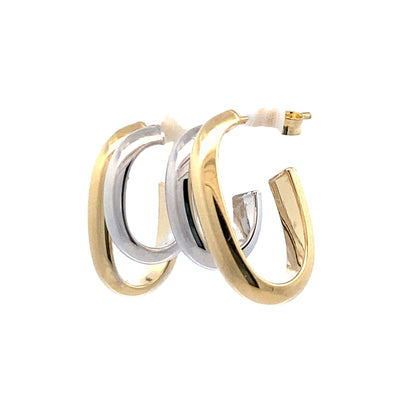 Double Hoop Studs in Two-Tone Gold