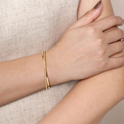 Bujukan Beaded Bangle in Yellow Gold by Gabriel & Co.