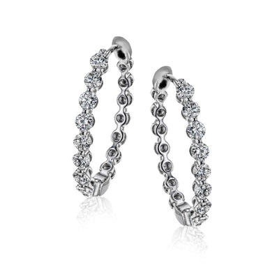 Simon G Jewelry 18 Karat White Gold 1 CTW Diamond Hoope Earrings LE4547
