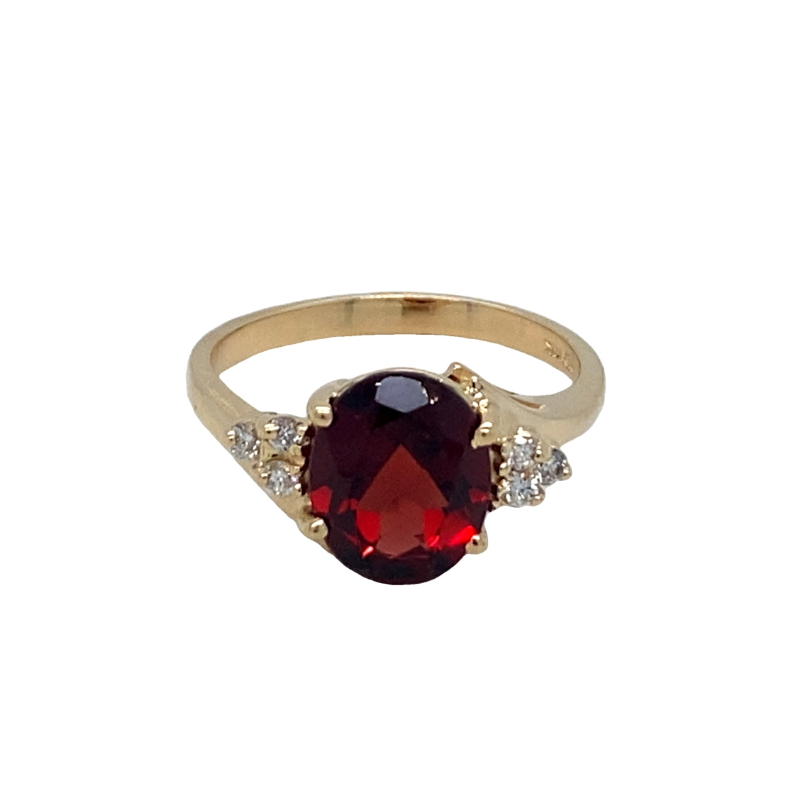 ESTATE Garnet and DIamond Ring in Yellow Gold