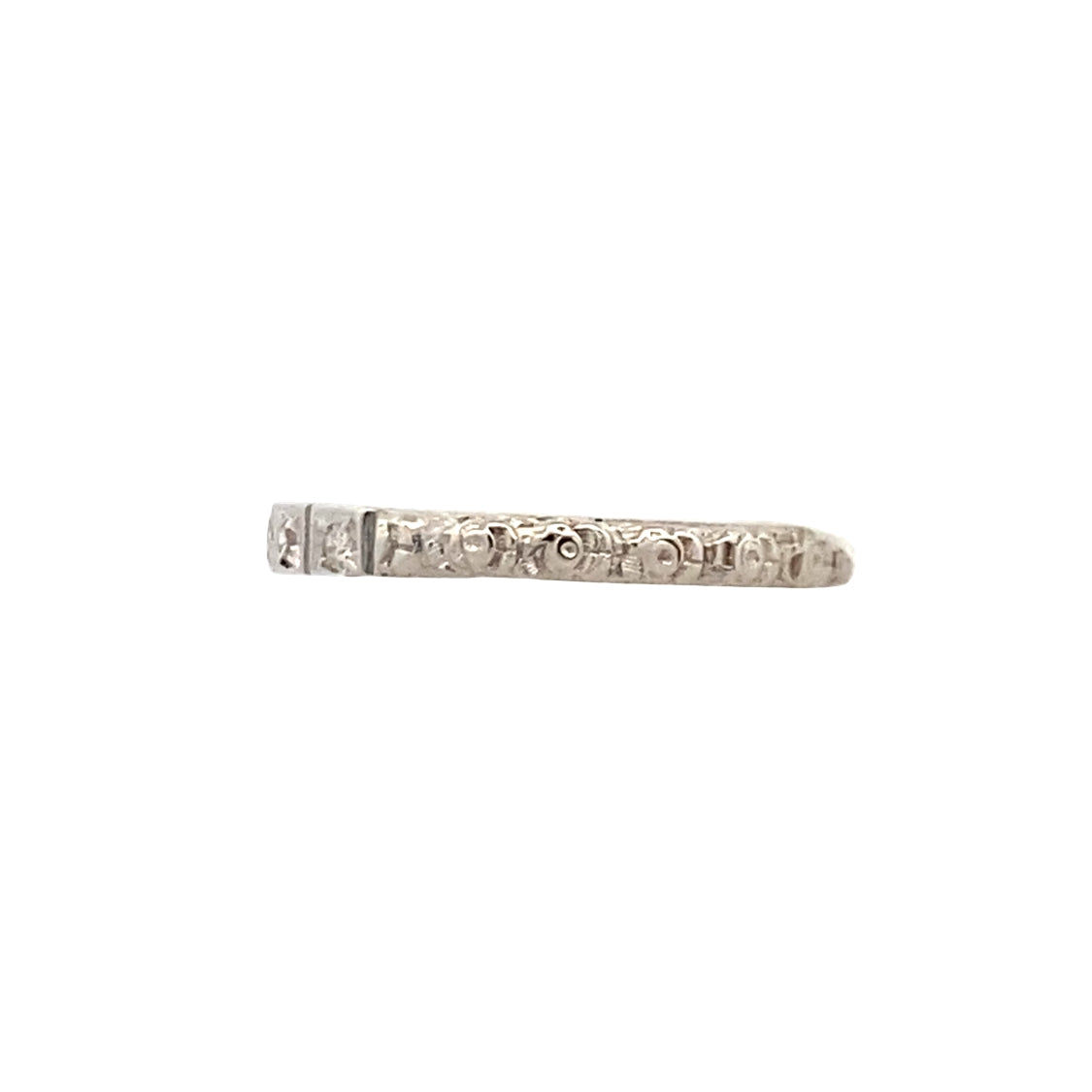 ESTATE Engraved Diamond Band in White Gold