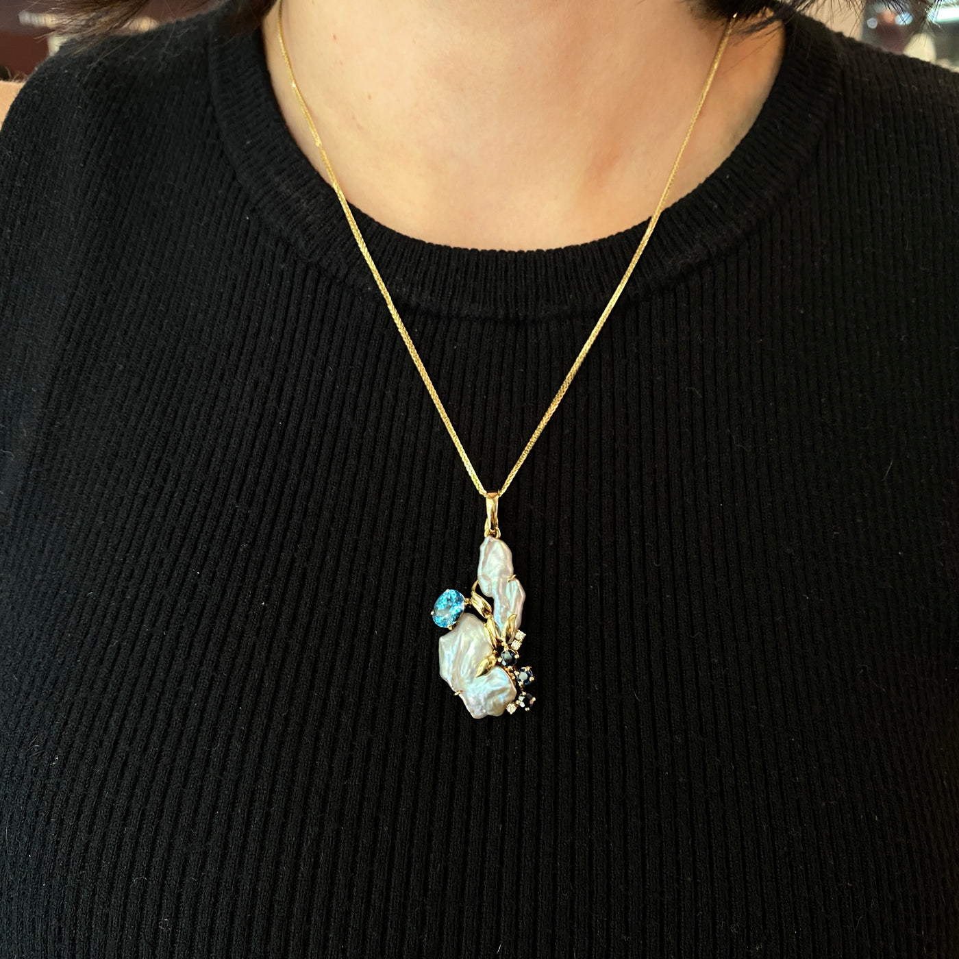 ESTATE Multi Gemstone Enhancer in Yellowo Gold
