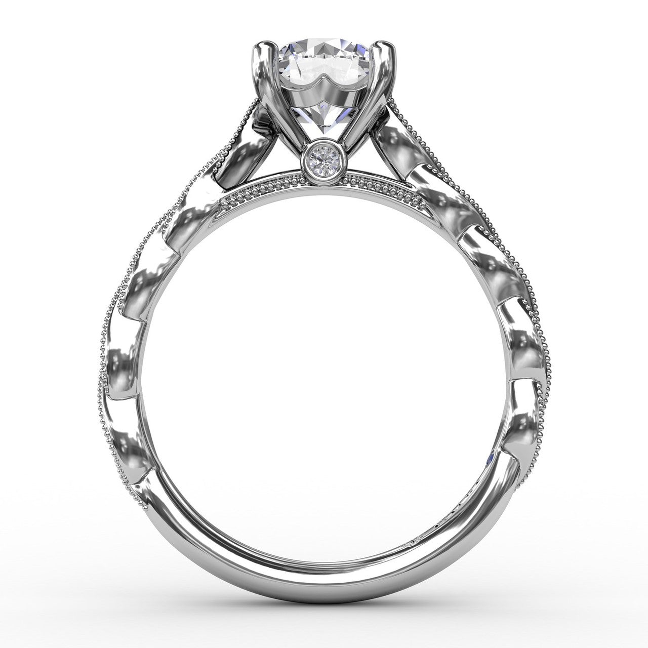 FANA 14 Karat wiith Side Stones Round Shape Engagement Ring SW3258/WG 1.5 CT