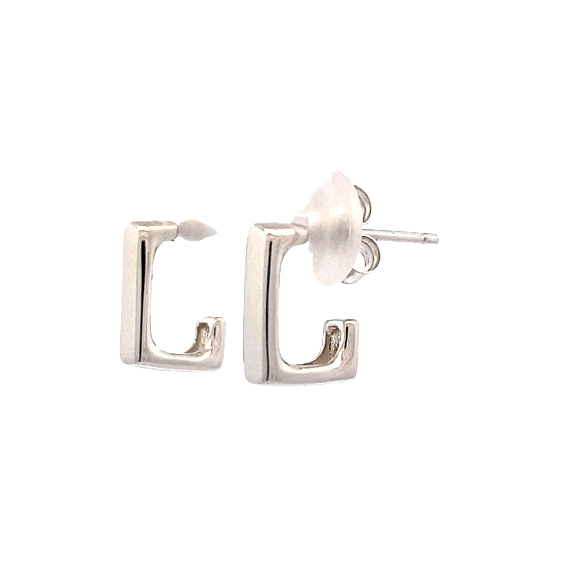 Angular Huggies in Silver by Ania Haie