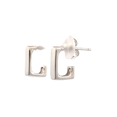 Angular Huggies in Silver by Ania Haie