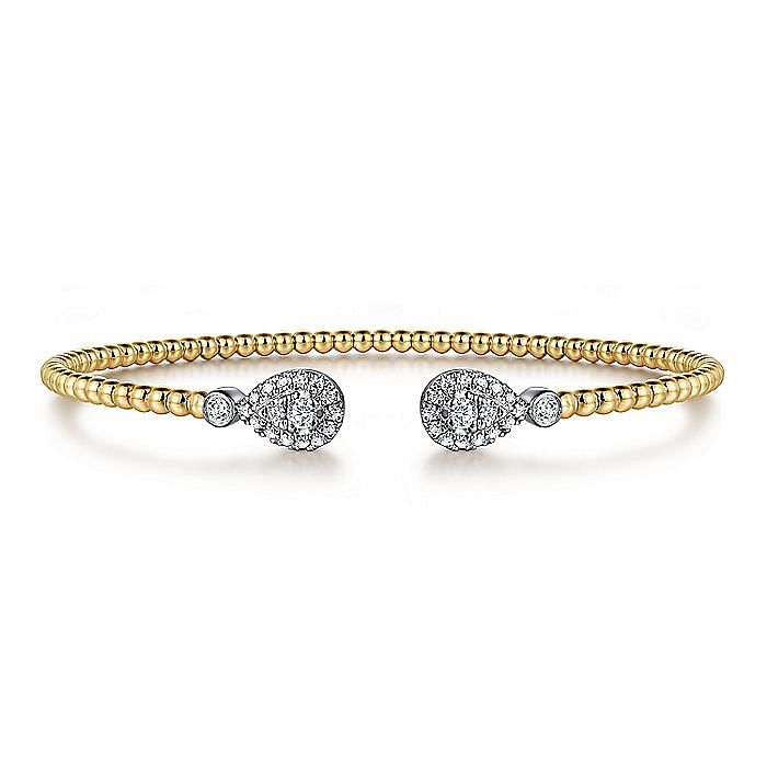Rounded End Diamond Cuff  in Two-Tone Gold by Gabriel & Co.