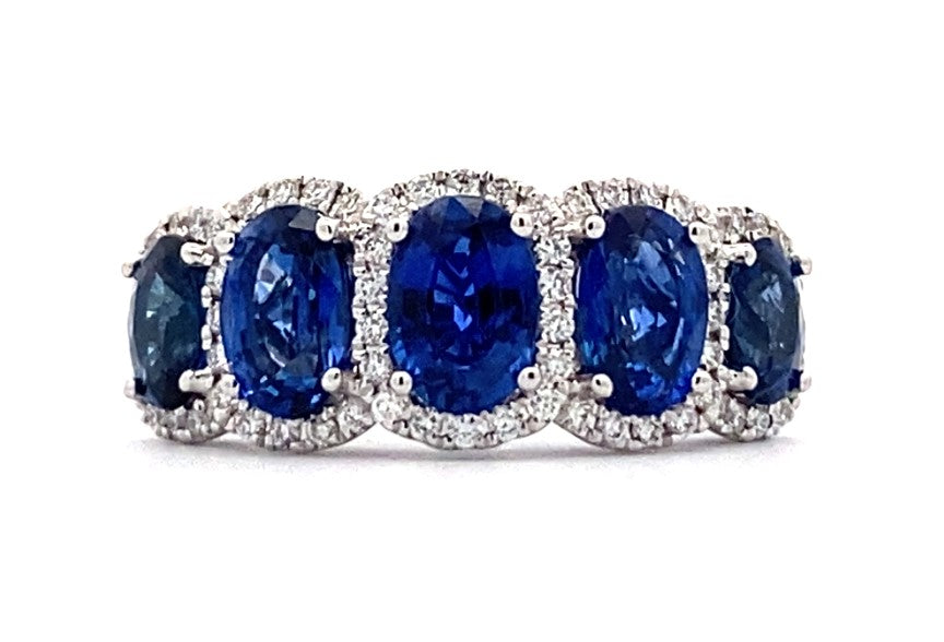 Sapphire and Diamnod Band in White Gold by Simon G