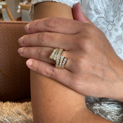 ESTATE Diamond 5 Row Cocktail Ring in Yellowo Gold
