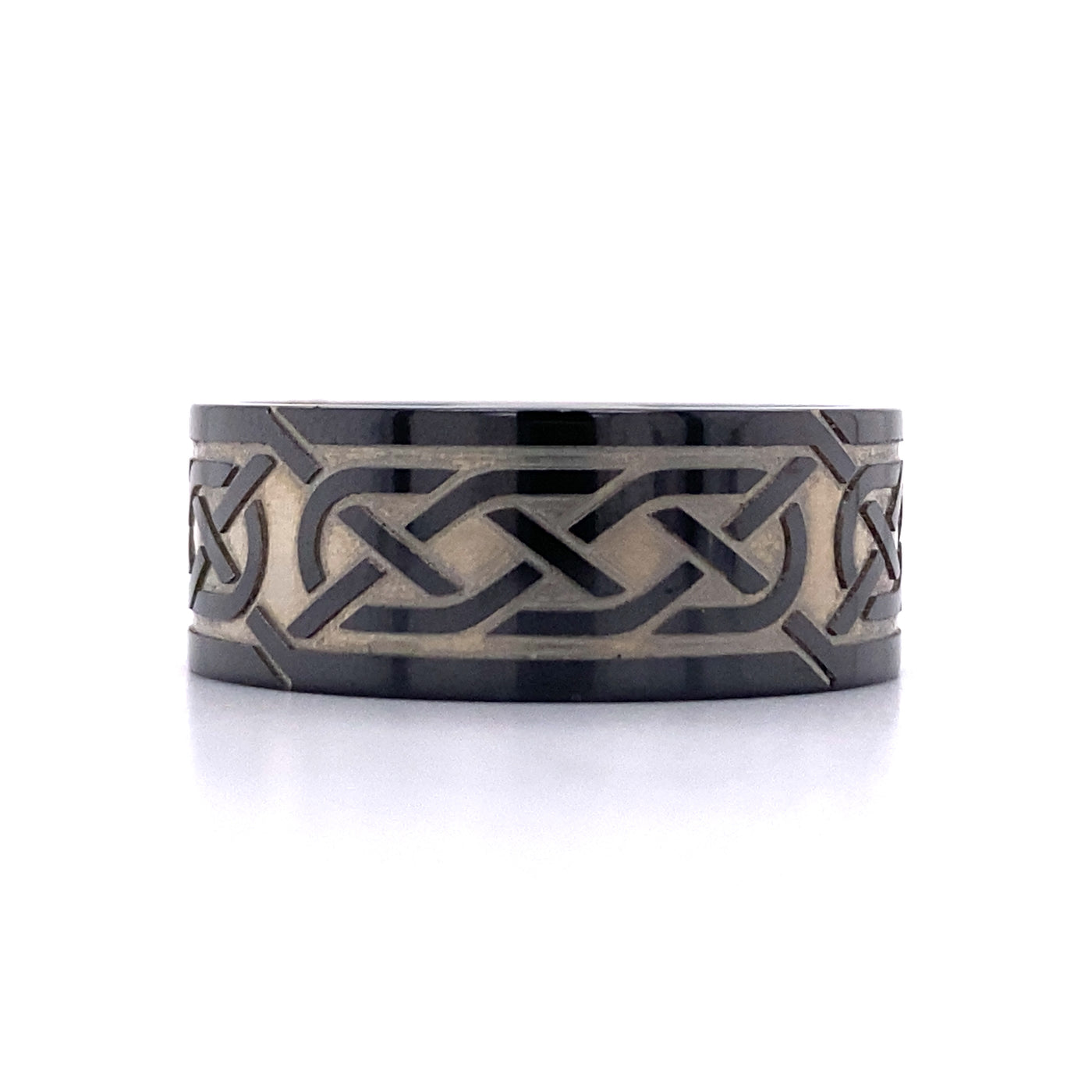 Celtic Design Wedding Band in Black Zirconium