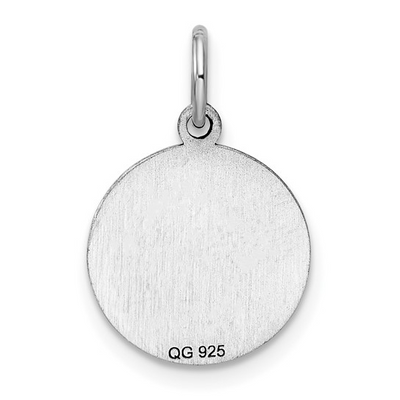 13mm Engraveable Rimmed Edge Disc Pendant in Silver