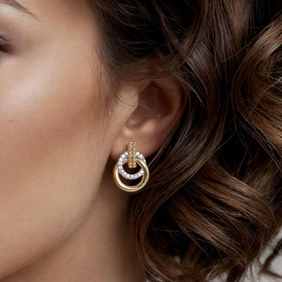 Diamond Circle Drop Earrings in Yellow Gold by Gabriel & Co.