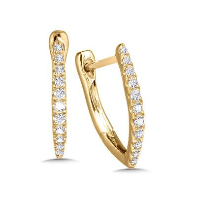"V" Shaped Diamond Hoops in Yellow Gold