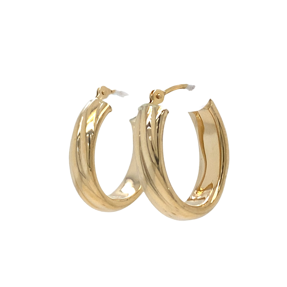 ESTATE Textured Oval Hoops in Yellow Gold
