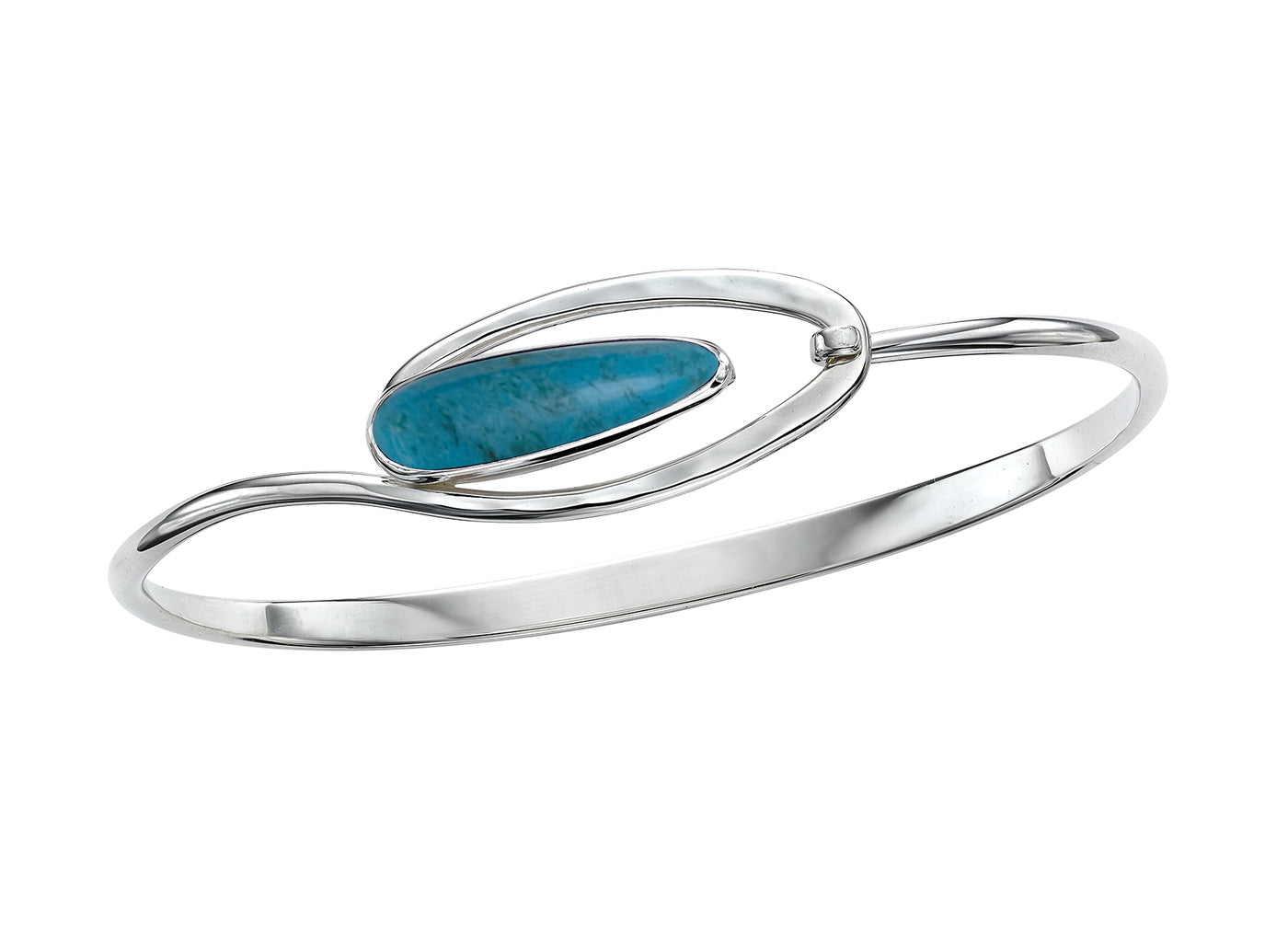 Turquoise Aurora Bangle in Silver by E.L. Designs