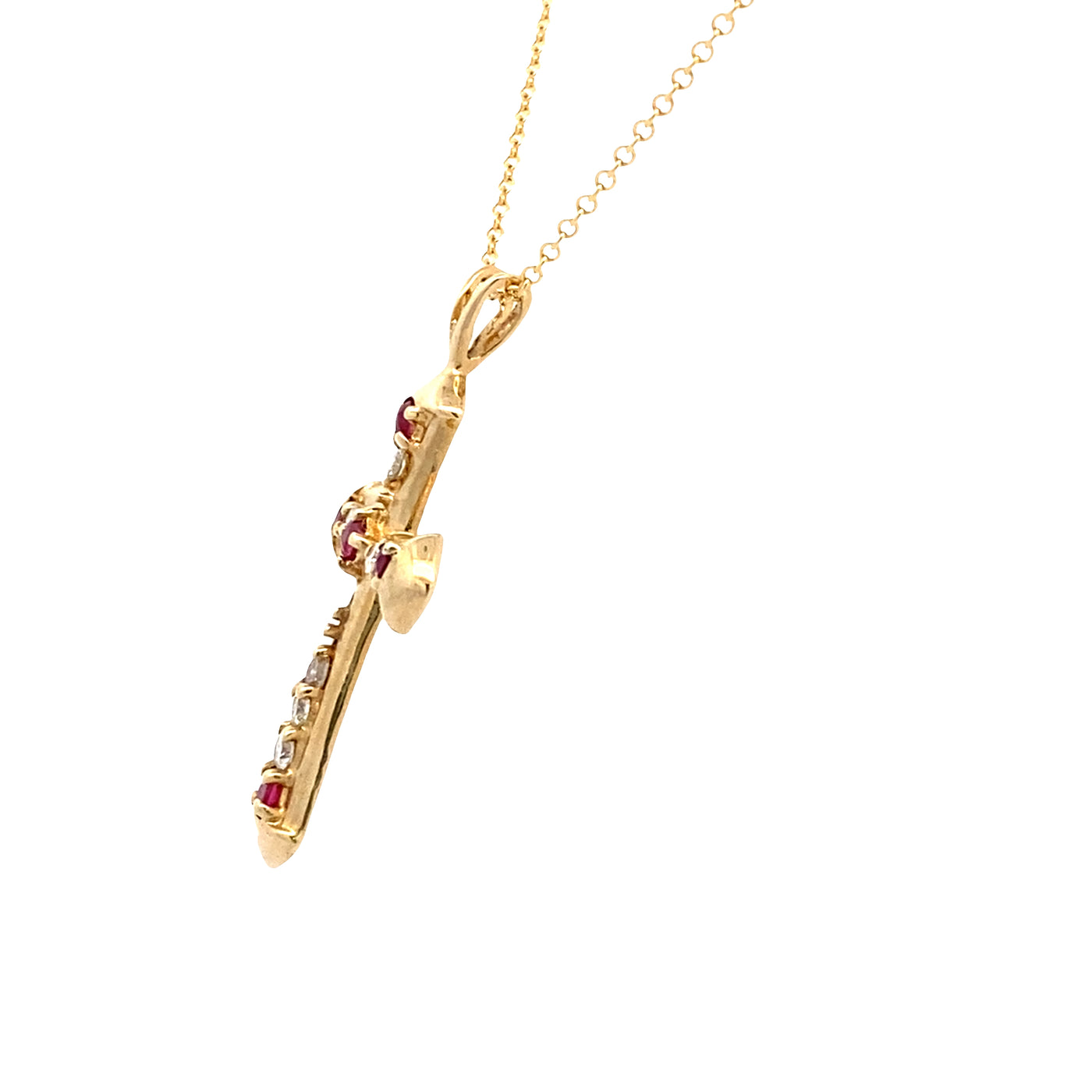 ESTATE Ruby & Diamond Cross in Yellow Gold