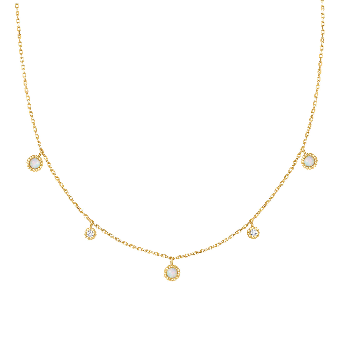 Kyoto Opal Station Necklace in Sterling Silver with Gold Plating by Ania Haie