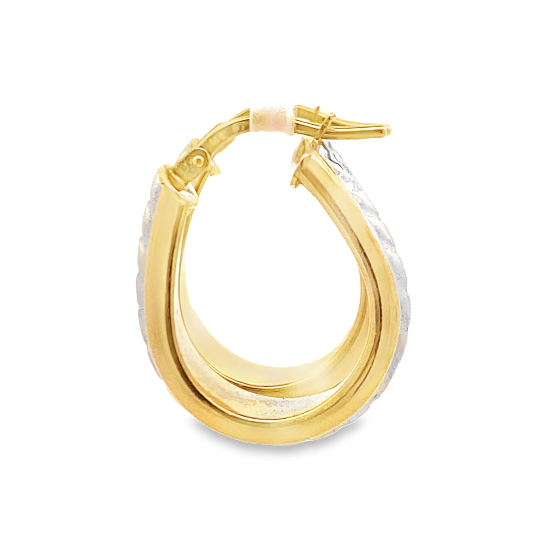 Estate 14 Karat Two-Tone Gold Hoop Earrings