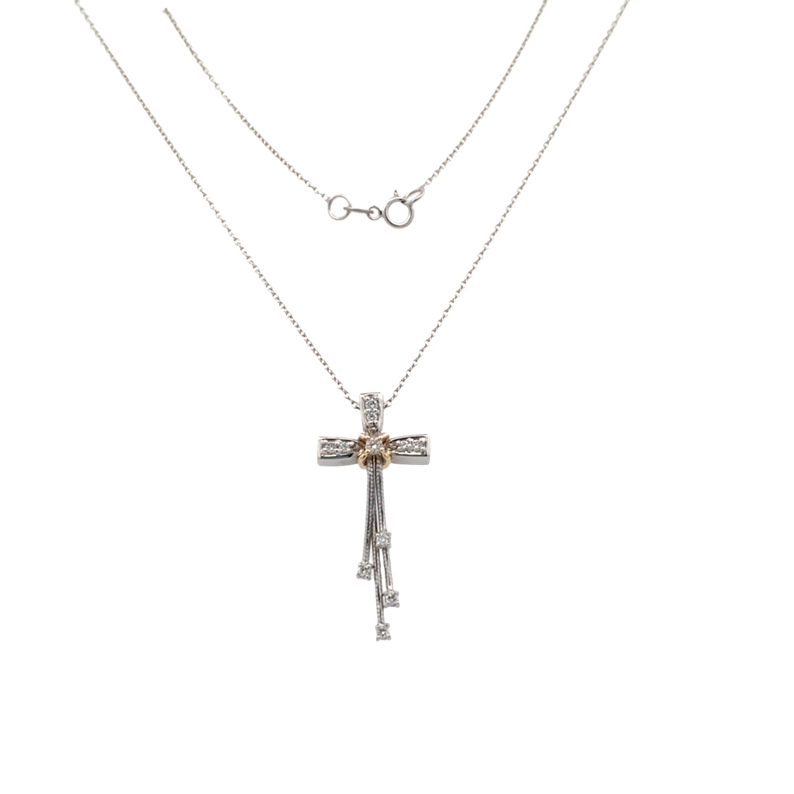 Cross in the Wind Pendant in Two-Tone Gold with 18" Chain