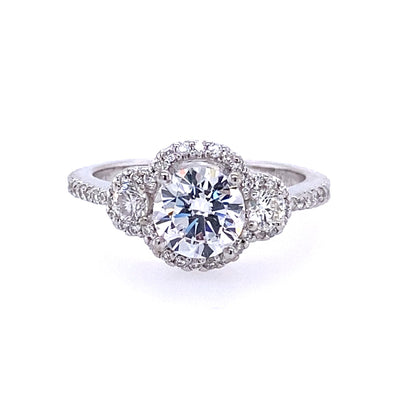 Round Diamond Halo Engagement Ring in White Gold