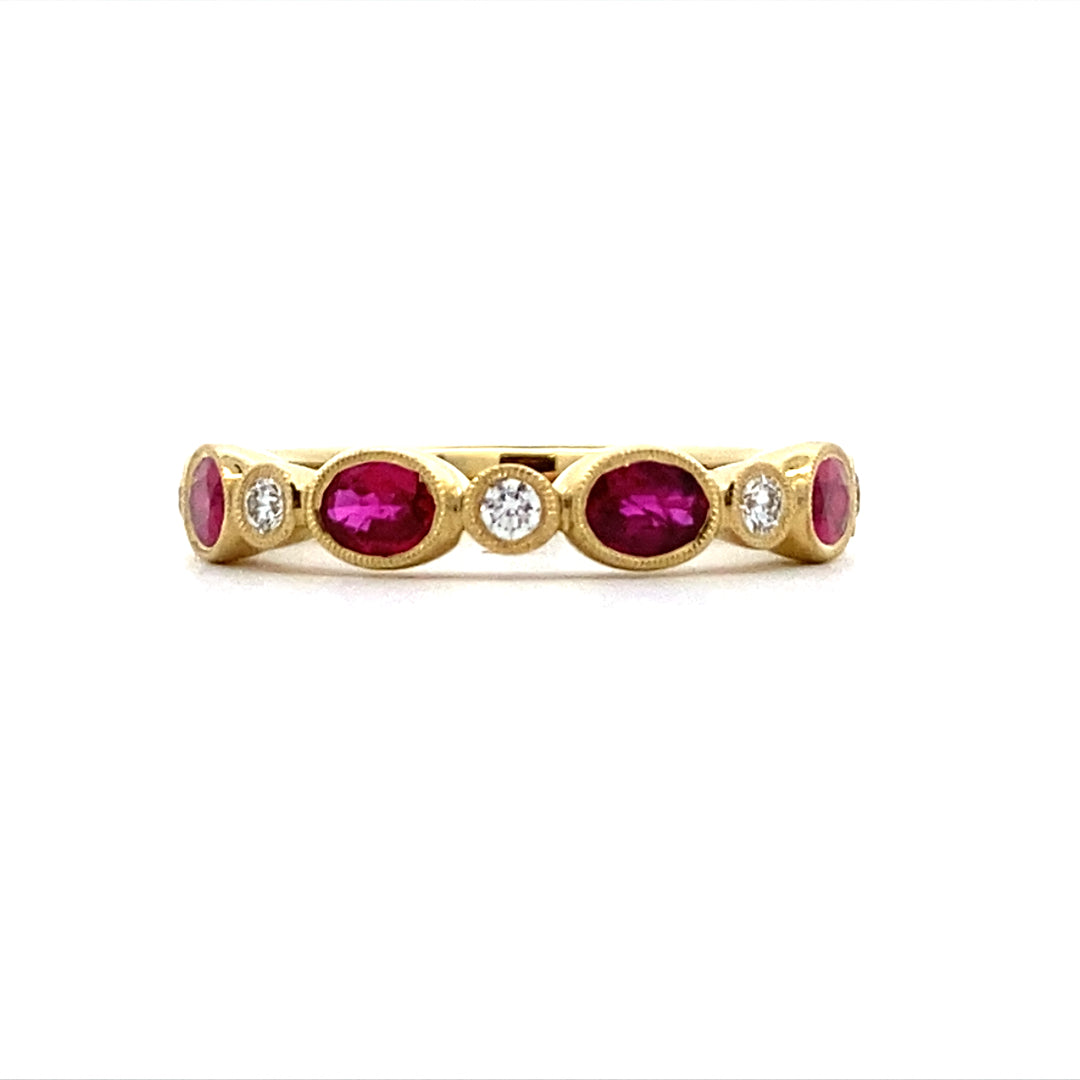 Ruby & Diamond Contemporary Style Band  in Yellow Gold by Simon G