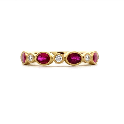 Ruby & Diamond Contemporary Style Band  in Yellow Gold by Simon G