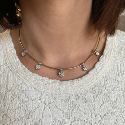 ESTATE Diamond Station Necklace in Two-Tone Gold