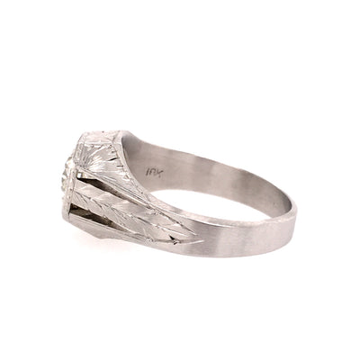 Estate 1 1/2 Carat Old European Diamond Gents Ring in White Gold