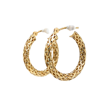 ESTATE  D/C Hoop Earrings in Yellow  Gold