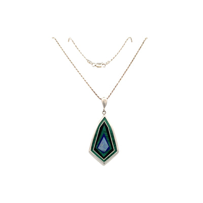ESTATE Malachite, Lapis, Opal Pendant in Silver